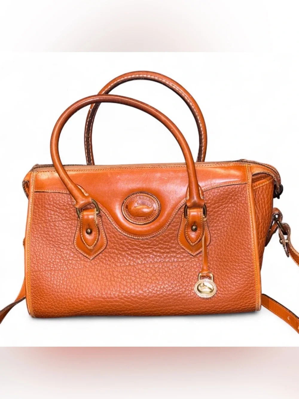 Vintage Dooney & Bourke Orange Leather Satchel Crossbody 🦆